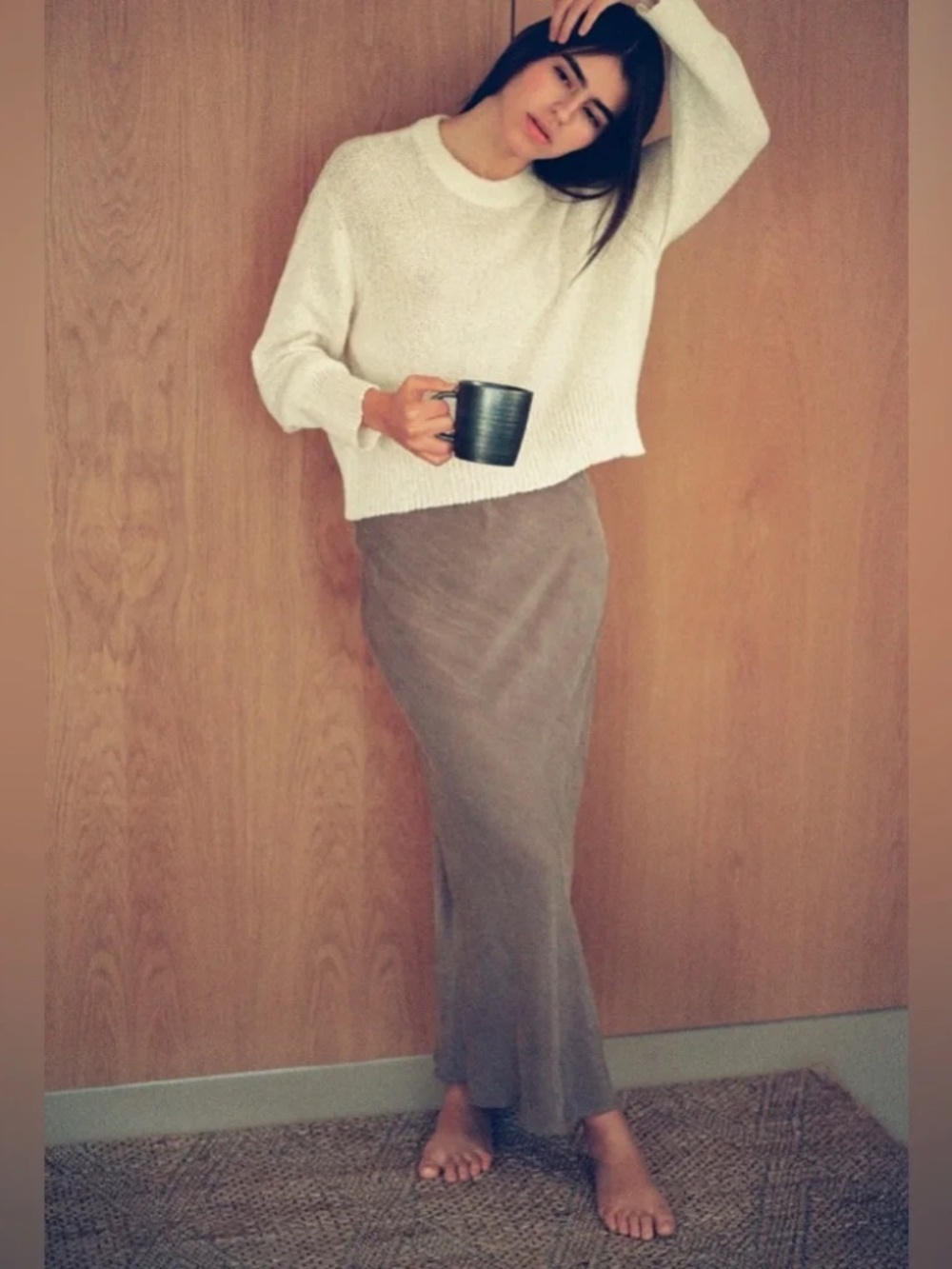 New Ozma Cupro Grace Skirt in 90's Grey